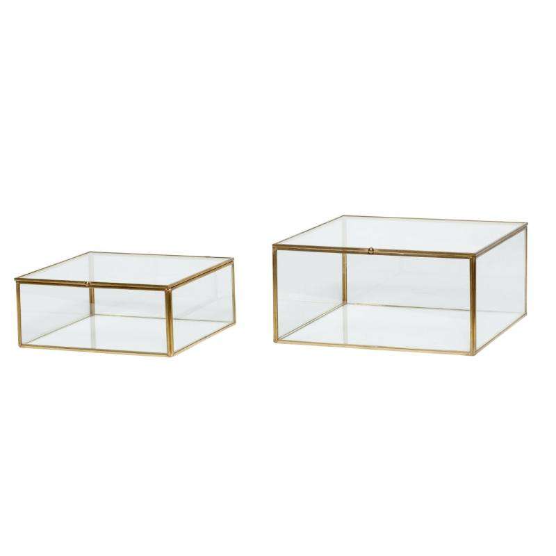 Showcase glass with brass frame