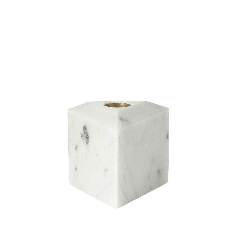 Louise Roe Chandelier white marble Tricia with brass inlay