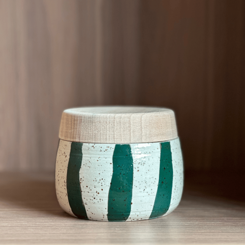 Ceramic by Rosa jar with lid green