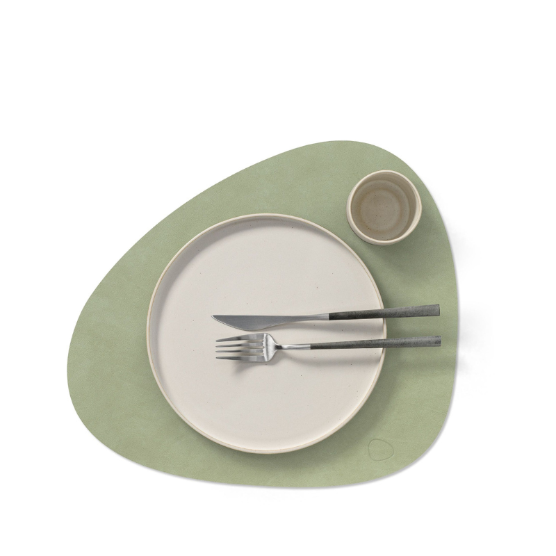 Linddna 4 set de table cuir curve nupo + 4 sous-verre gratuit olive green
