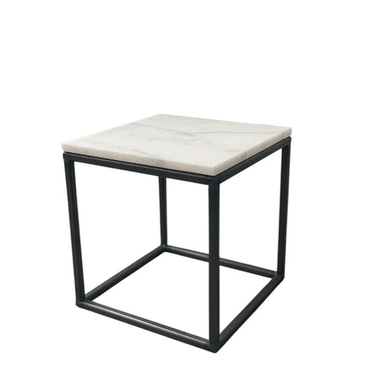 Stoned marble table d'appoint marbre 30x30 blanc