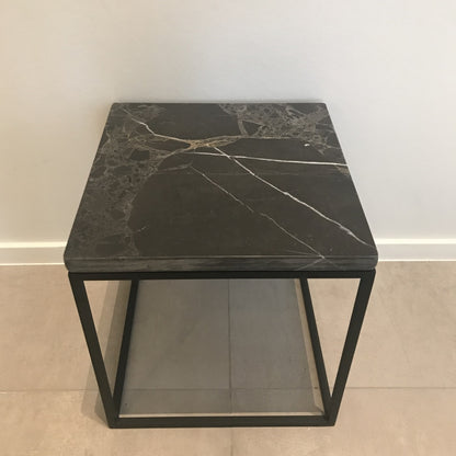 Marble side table grey 40x40