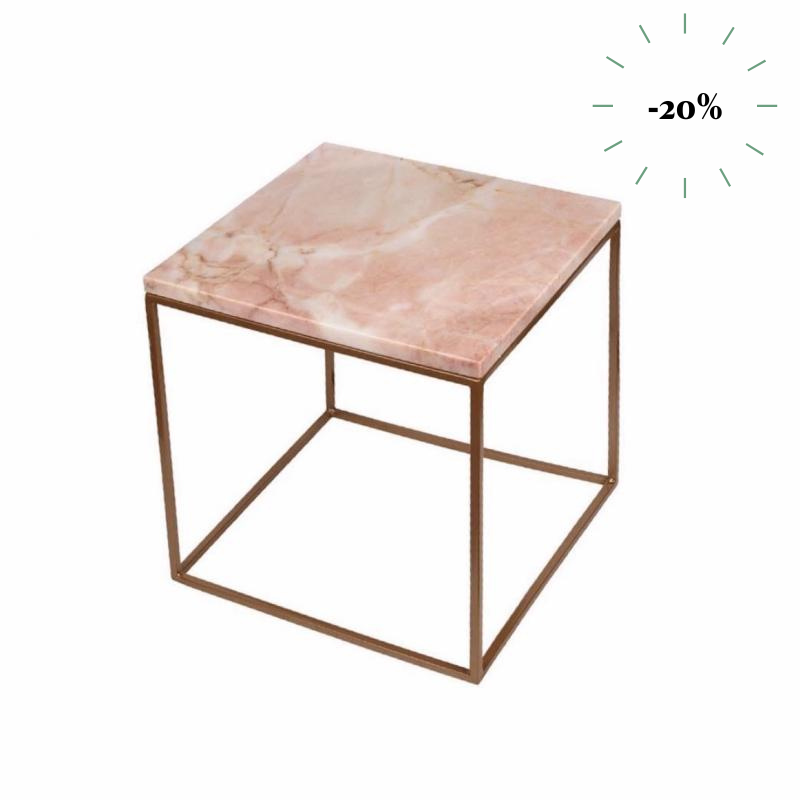 Stoned Amsterdam marble side table 30x30 pink